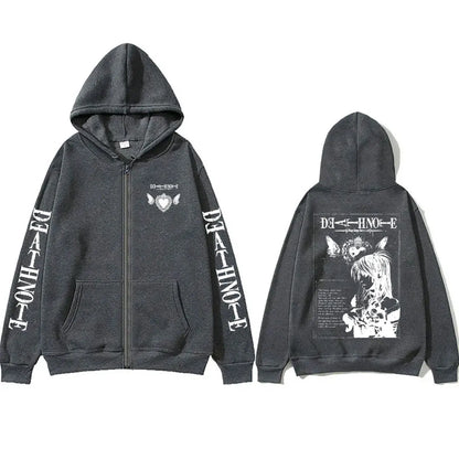 Death Note: Misa Zipper Hoodie Men Women Y2k Casual Oversized Zip Up Jacket Coat Unisex 90s Manga Cosplay Zip Up Sweatshirt