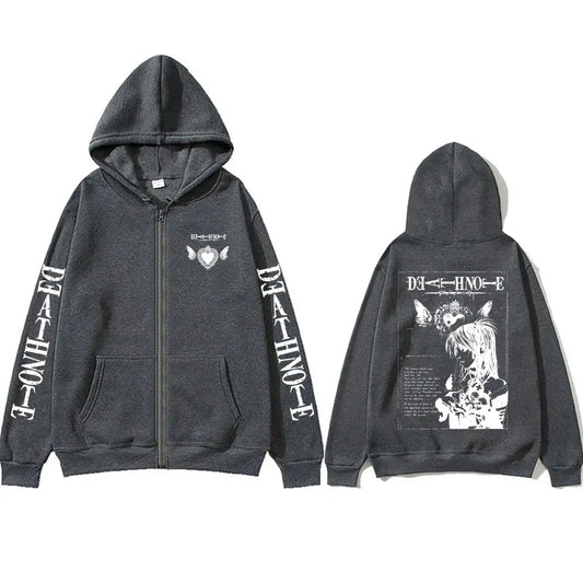 Death Note: Misa Zipper Hoodie Men Women Y2k Casual Oversized Zip Up Jacket Coat Unisex 90s Manga Cosplay Zip Up Sweatshirt