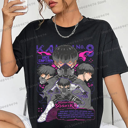 Kaiju No 8: Graphic T Shirt Casual Fashion Short Sleeve Cotton Shirt Soshiro Hoshina Funny Men Women Manga Tshirt