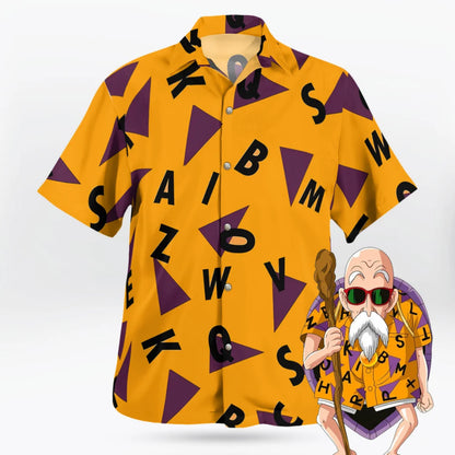 Dragon Ball Z : Master Roshi Pattern Button Up Hawaiian Shirt Summer Leisure Men's T-Shirt Children's Clothing Tee Y2k Woman