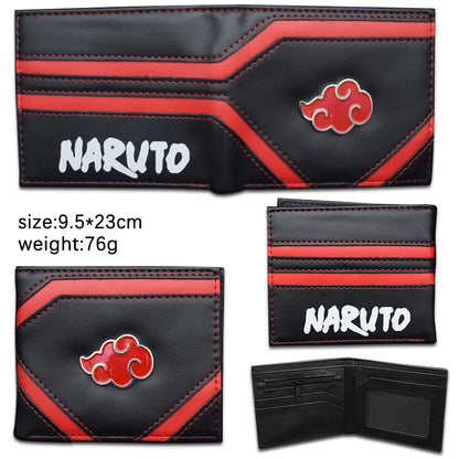 Naruto: Sasuke Cartoon PU Wallet Creative Simple Foldable Coin Purse Multifunctional Card Boys Gift