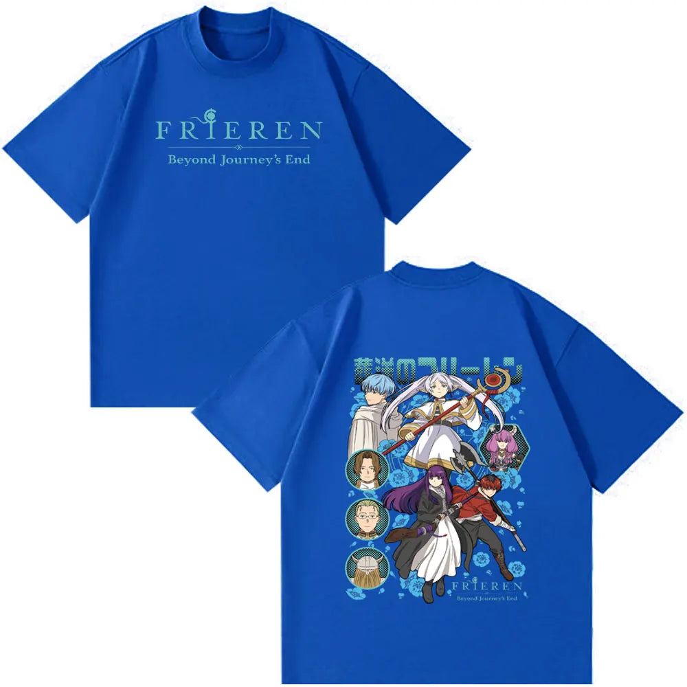 Frieren: Beyond Journey's End -- Frieren Fern Stark Himmel T-shirt Men Women Tee Tops Fashion Harajuku Cotton Casual T-shirts