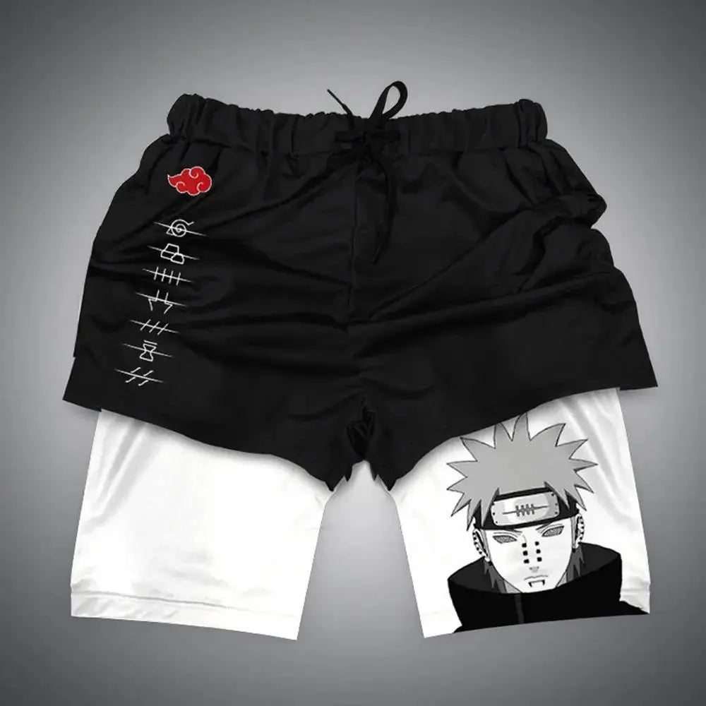 Naruto: Anime Shorts Men's Double-layer 2-in-1 Sports Shorts Fitness Basketball Shorts