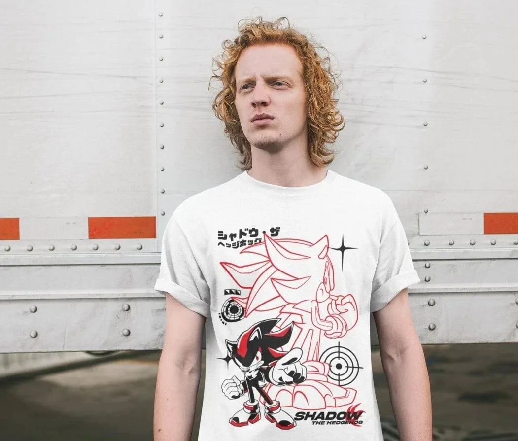 Sonic The Hedgehog:  Shadow The Hedgehog Dual Character Target Graphic Print T-shirt Oversized Cotton Casual Streetwear Tee For Sonic Fans