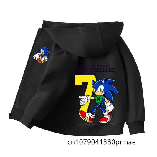 Sonic The Hedgehog:  Zipper Hoodie Set Zipper Hoodie Fashion Coat Kids Cartoon Teen Tracksuits Toddler Clothe Sport Suit