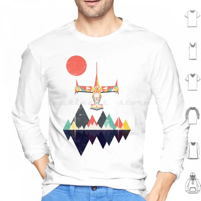 Cowboy Bebop: Swordfish Sunset Hoodie cotton Long Sleeve Sunset Geometric Space Mountains Swordfish Spike Colorful