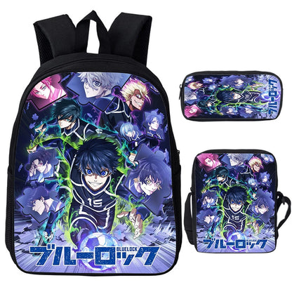 Blue Lock: Isagi Yoichi Backpack Shoulder Bag Pencil Case 3Pcs Set Waterproof Boys Girls Students School Bags Child Bookbag