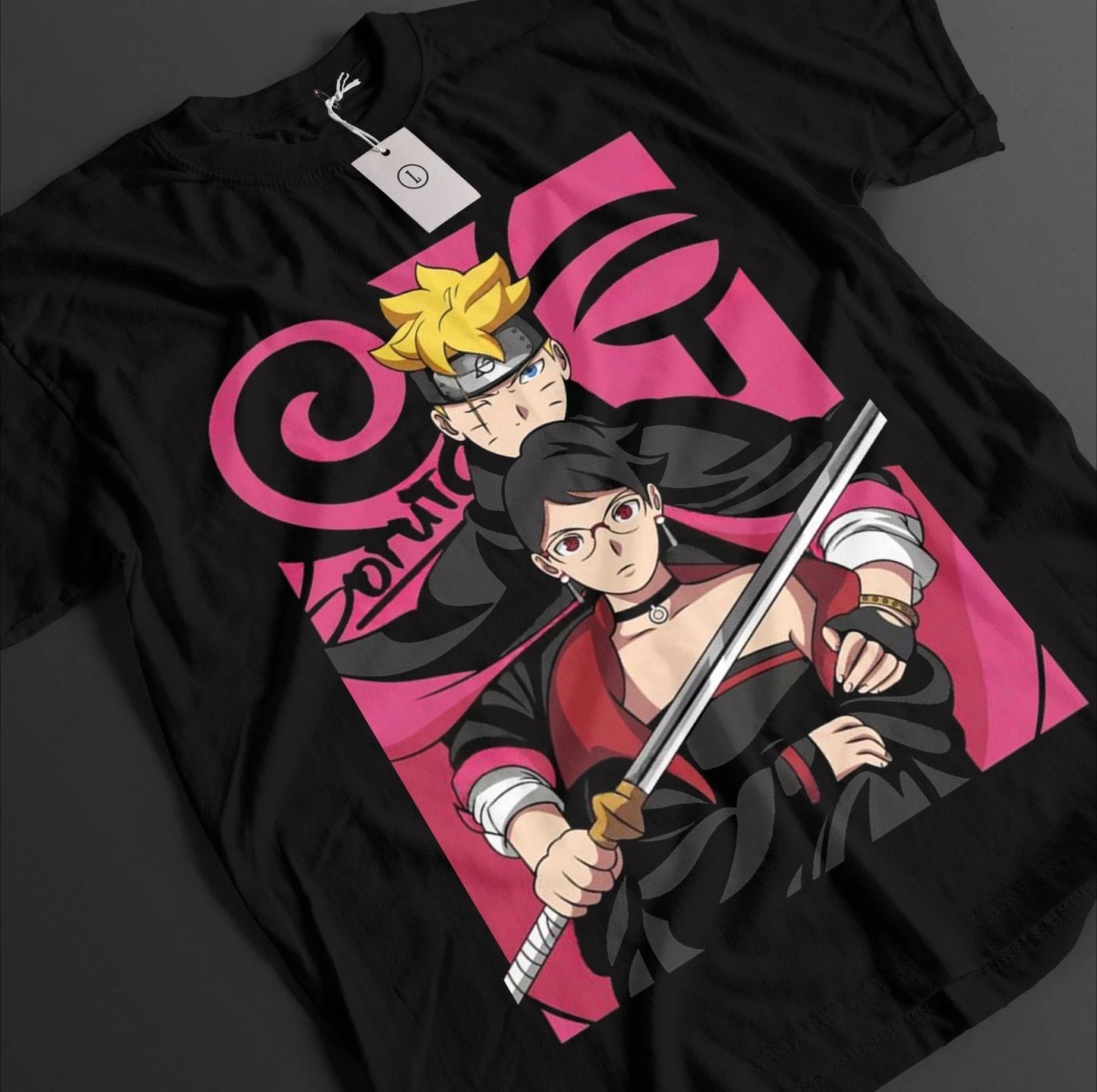 Naruto: Uzumaki Sasuke Anime Printed T-shirt Summer Men's Pure Cotton Neutral Casual Family Set Short Sleeved T-shirt