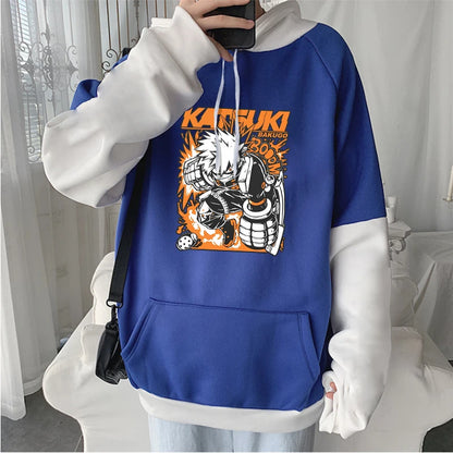 My Hero Academia: Hoodie Bakugou Katsuki Graphic Patchwork Hoodie Men Women Casual Loose Sweatshirts Unisex Streetwear