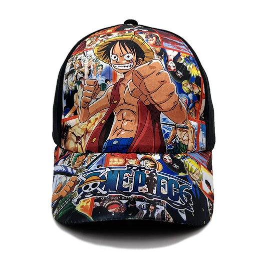 One Piece: Anime Baseball Cap Adjustable Print Summer Sun Hat Luffy Cartoon Cotton Breathable Beach Cosplay Flat Hats Kids Toys