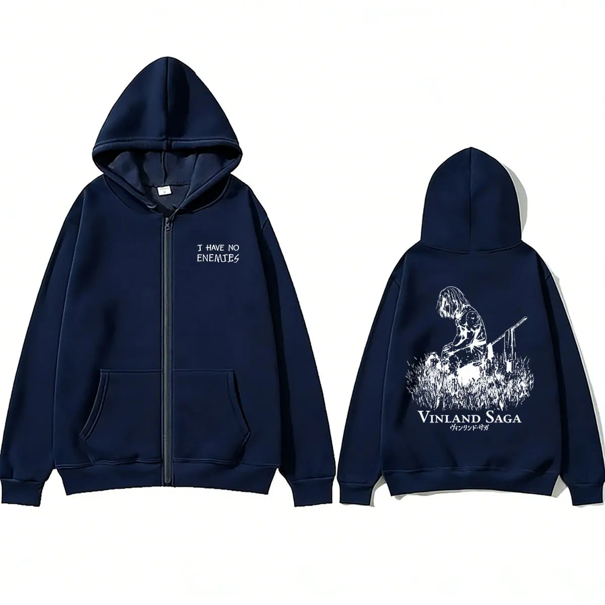 Anime Vinland: Saga Thorfinn I Have No Enemies Zipper Hoodie Men's Women Manga Casual Oversized Zip Up Jacket Male 90s Streetwear
