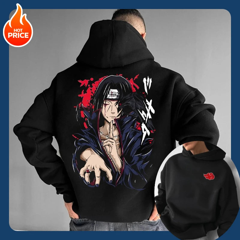 Naruto: Sasuke Loose Hoodie Japanese Anime Periphery  Autumn and winter unisex loose hoodie