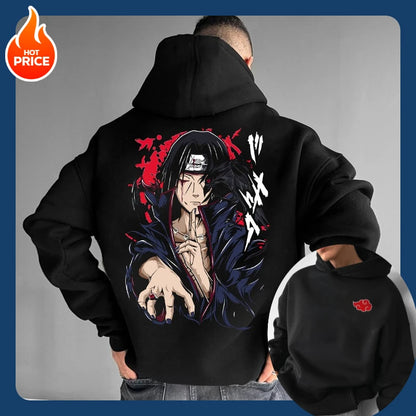 Naruto: Sasuke Loose Hoodie Japanese Anime Periphery  Autumn and winter unisex loose hoodie