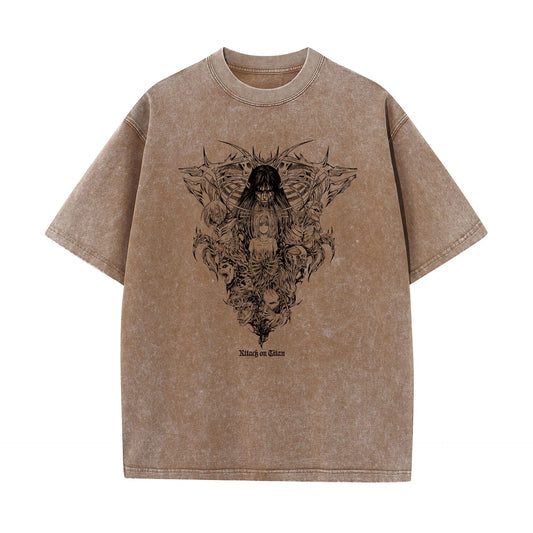 Attack On Titan :T-Shirt Hip Hop Streetwear Graphic Print Oversize Tshirt Short Sleeve Cotton Loose Vintage Tops