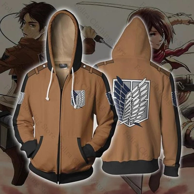 Attack on Titan:Series Print Hoodie Autumn Coat Hooded Zip-up Long Sleeve Tops Man Hoodie Hooded Shirt Men Sweatshirt
