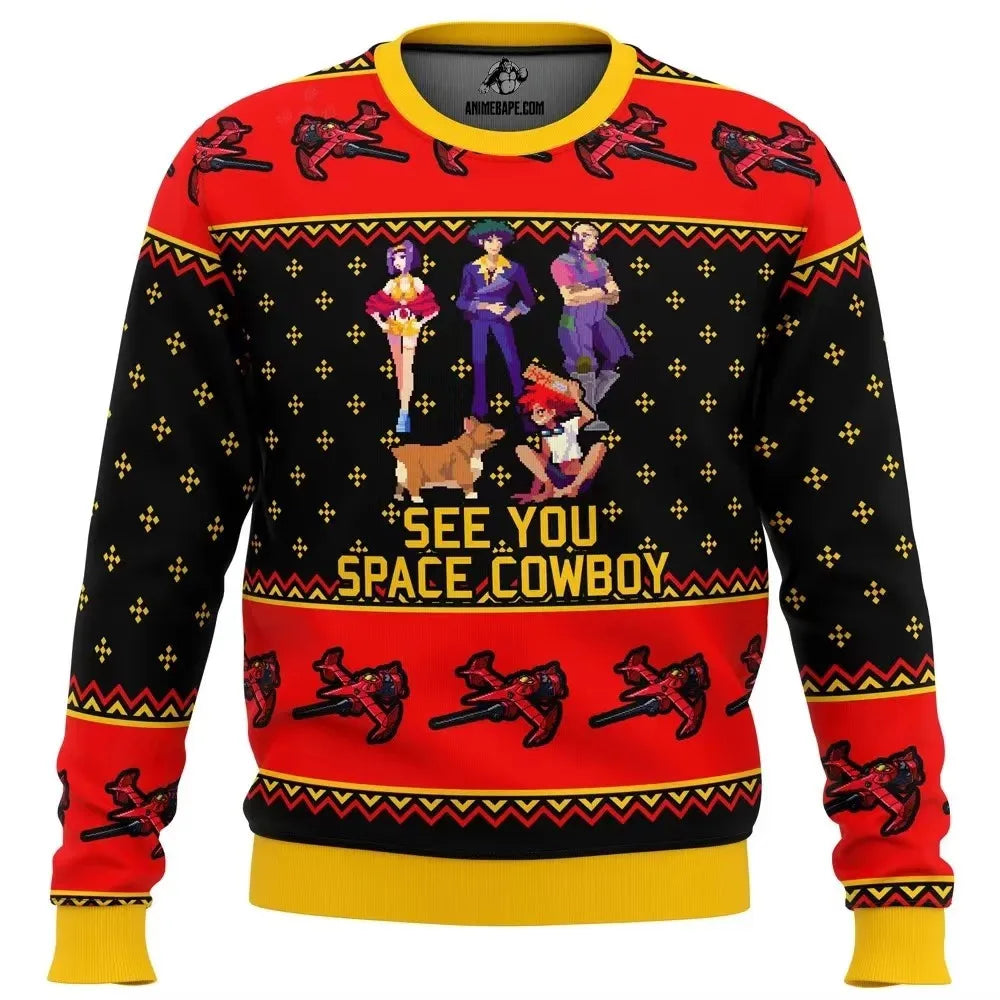 Cowboy Bebop: Ugly Christmas Sweater 2024 Fashion Pullover Tops Sweatshirt