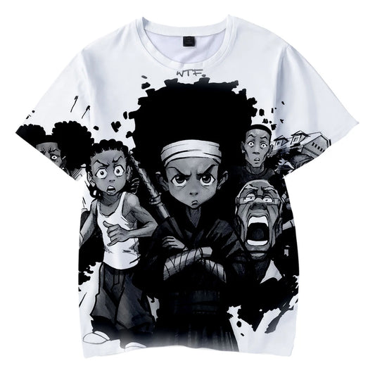 The Boondocks:  3D T-shirt O-Neck Men's Tshirt Women Short Sleeve Casual Harajuku Streetshirt Unisex Oversized Clothes