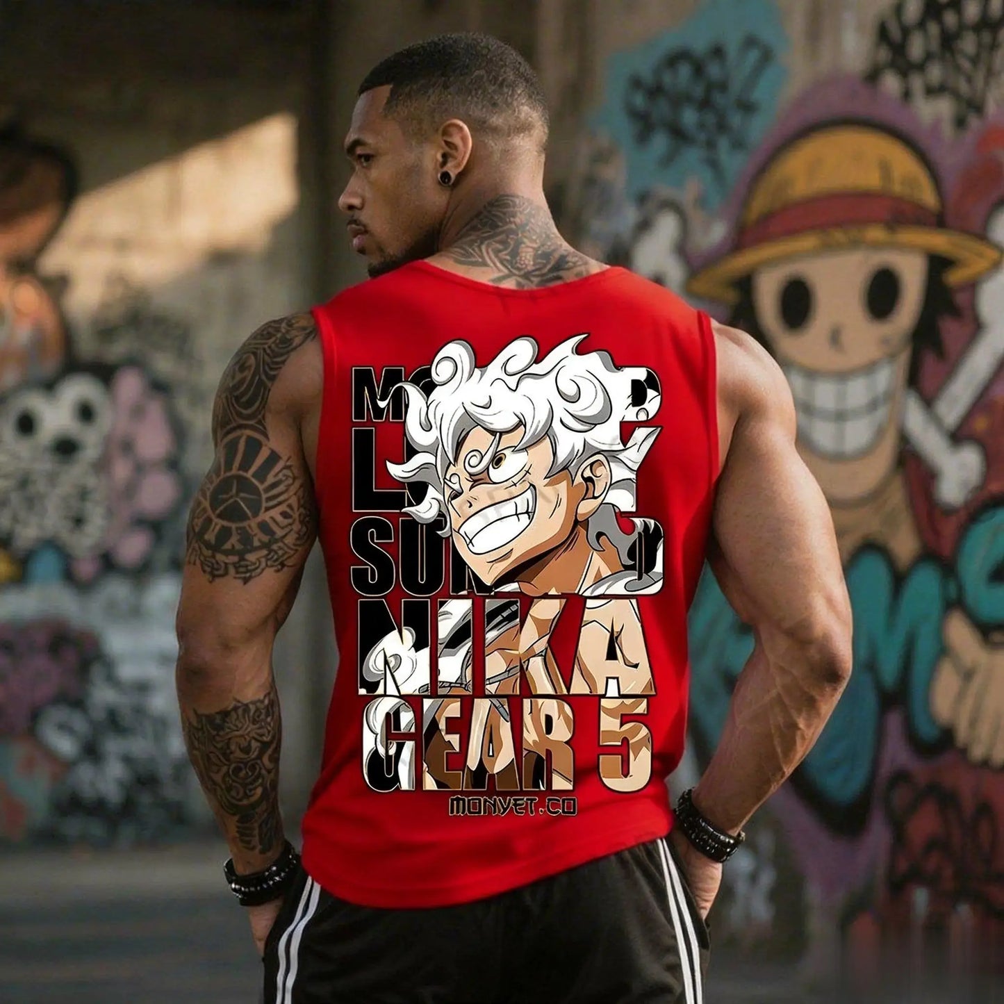 One Piece: Fitness Sleeveless Tank Top Men Anime Luffy Gear 5 Streetwear Summer Casual Gym Vest Workout Bodybuilding Muscle Shirt