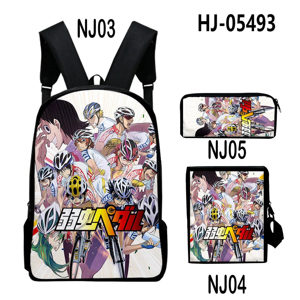 Yowamushi Pedal: Luxury Popular  3D Print 3pcs/Set pupil School Bags Laptop Daypack Backpack Inclined shoulder bag Pencil Case