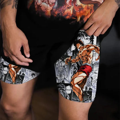 Baki Hanma: Gym Workout Shorts Athletic Quick Dry 2 in 1 Compression Shorts