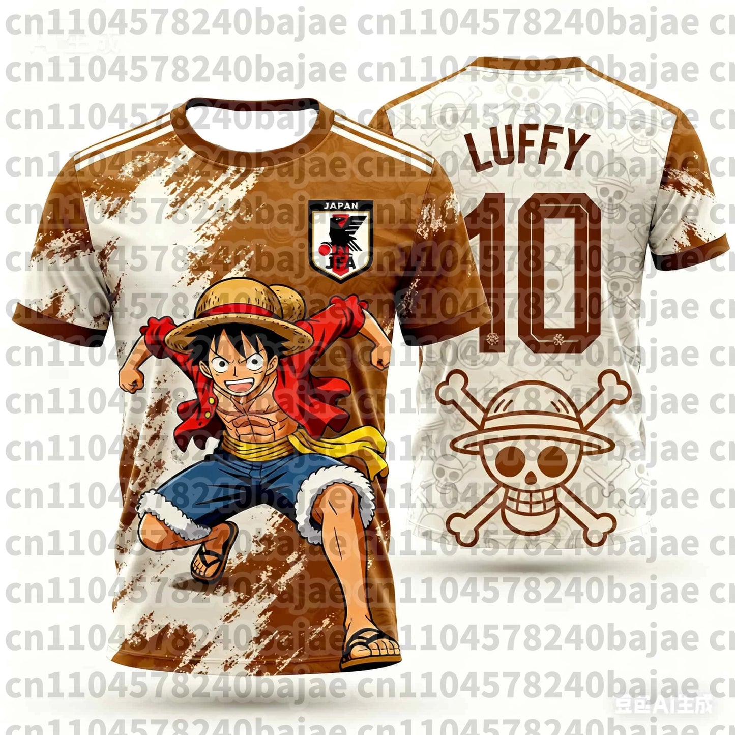 One Piece: Japan Luffy Football Jersey T-shirt Kids Football Special Jersey Kit Adult Men's Quick-Drying Sweatshirt