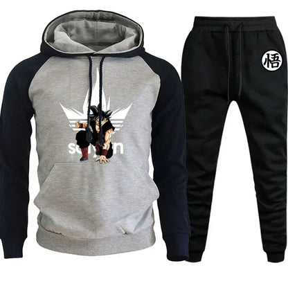 Dragon Ball Z - Hoodie+Pants Set Cartoon Goku Print Hooded Sweatshirt Long Sleeved Casual Sportswear Set Man Clothing Gift