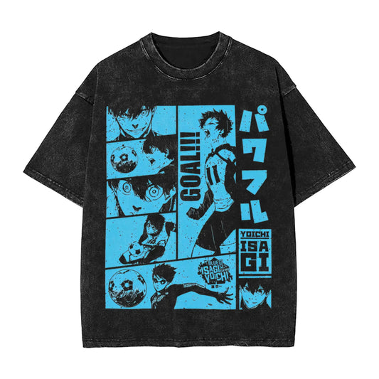 Blue Lock: ISAGI YOICHI T Shirt Printed Cotton Washed  Retro T-Shirts