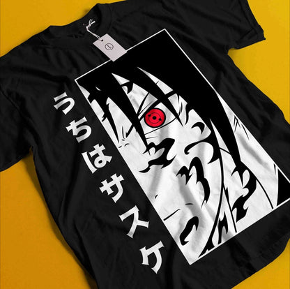 Naruto: Uzumaki Sasuke Anime Printed T-shirt Summer Men's Pure Cotton Neutral Casual Family Set Short Sleeved T-shirt