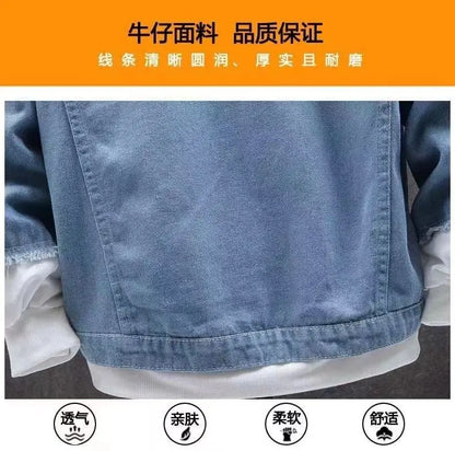 Dragon Ball: Vegeta Son Goku Gogeta Fashionable patchwork loose hooded spring and autumn denim jacket for boys handsome outfit