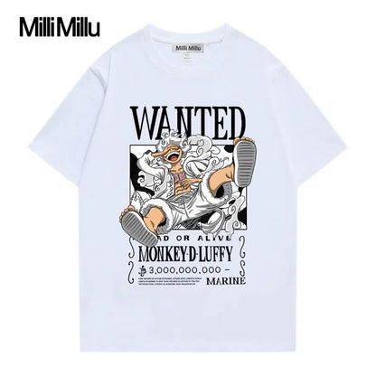 One Piece: anime peripheral cute Nika Luffy pure cotton short-sleeved T-shirt round neck loose creative couple top gift wholesale