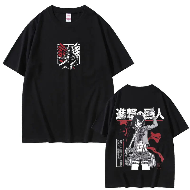 Attack on Titan: Mikasa Ackerman Merch T-shirt Men Women Manga Harajuku Oversized T Shirt Male Casual Retro Cotton T-shirts