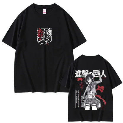 Attack on Titan: Mikasa Ackerman Merch T-shirt Men Women Manga Harajuku Oversized T Shirt Male Casual Retro Cotton T-shirts