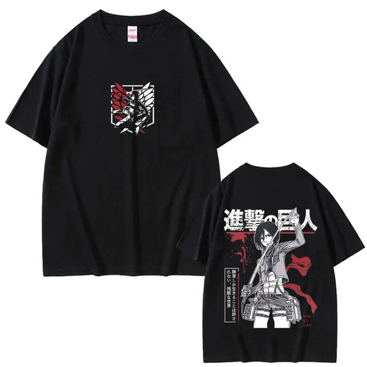 Attack on Titan: Mikasa Ackerman Merch T-shirt Men Women Manga Harajuku Oversized T Shirt Male Casual Retro Cotton T-shirts