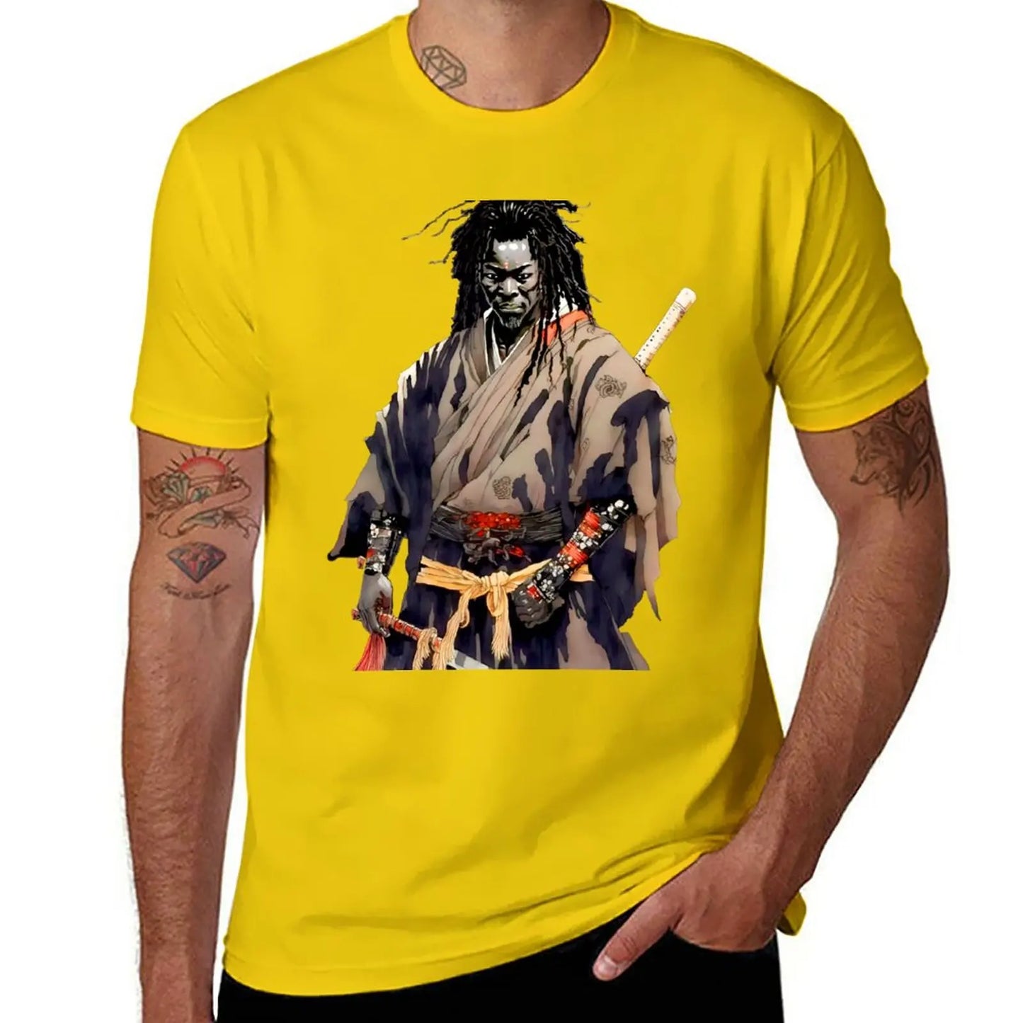 Afro Samurai: New Yasuke Black Samurai in 1579 Feudal Japan No. 4 on a Dark Background T-Shirt t-shirts man vintage t shirt mens t shirts pack