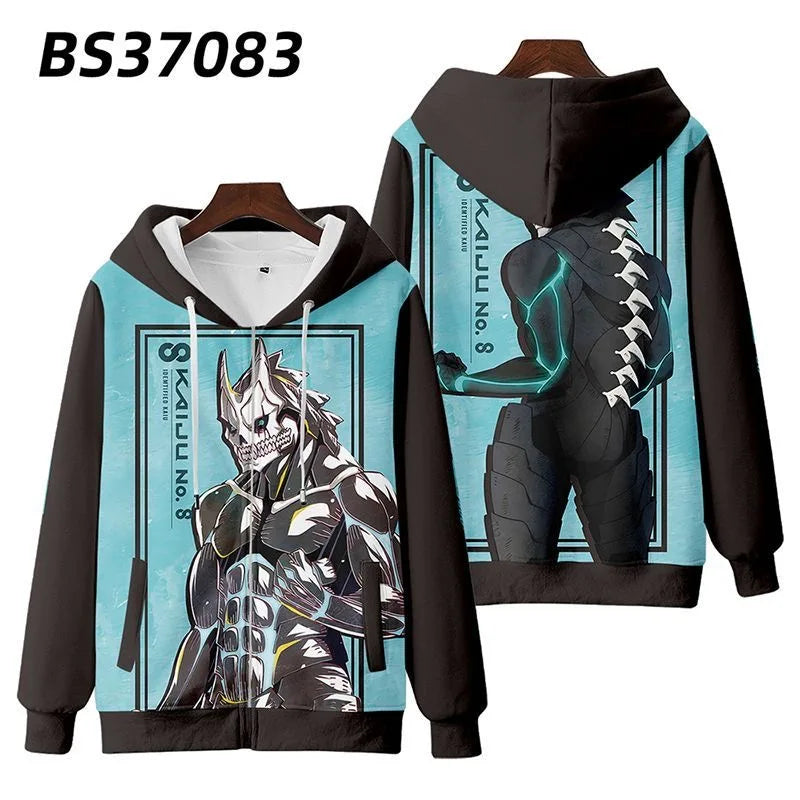 Kaiju No. 8: Japanese anime  zip-up hoodie Unisex Streetwear Spring/Autumn Kawaii Tops Personality man and women jacket sweatshirt