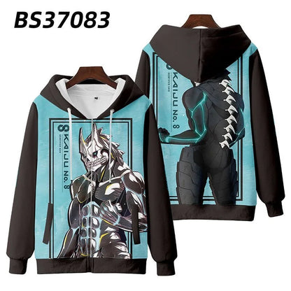 Kaiju No. 8: Japanese anime  zip-up hoodie Unisex Streetwear Spring/Autumn Kawaii Tops Personality man and women jacket sweatshirt