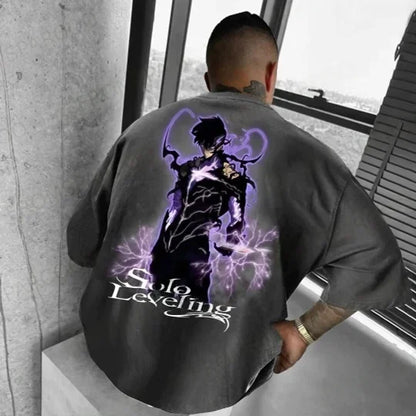 Solo Leveling: Official Anime T-Shirt - Licensed Cotton Oversized Y2K Streetwear for Otaku, Casual Wear & Comic Conventions