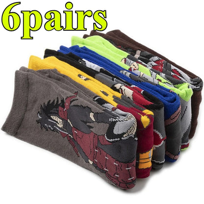 Naruto: 6 pairs of anime socks, anti slip grip socks, fitness Pilates hiking socks, bicycle socks, women's socks, back to school season