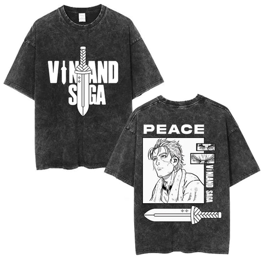 Vinland Saga: T-shirt Manga Thorfinn Karlsefni Graphic Vintage Washed T Shirt Men's Women Casual Cotton Oversized T-shirts