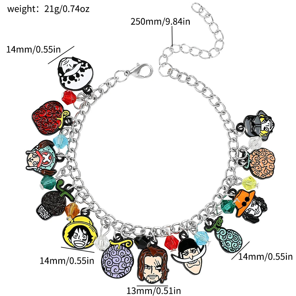 One Piece: Bracelets Anime Cartoon Monkey D. Luffy Pirate Pendant Chains Fashion Charms Bracelet for Women Jewelry Party Gifts