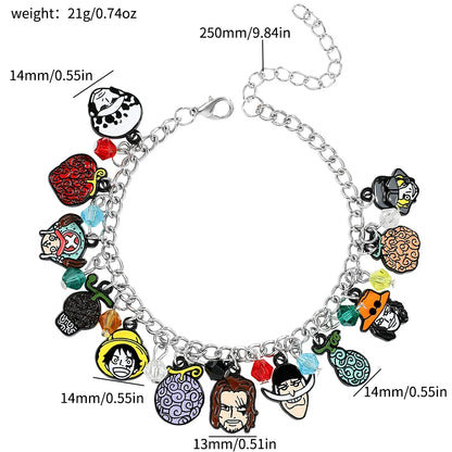 One Piece: Bracelets Anime Cartoon Monkey D. Luffy Pirate Pendant Chains Fashion Charms Bracelet for Women Jewelry Party Gifts