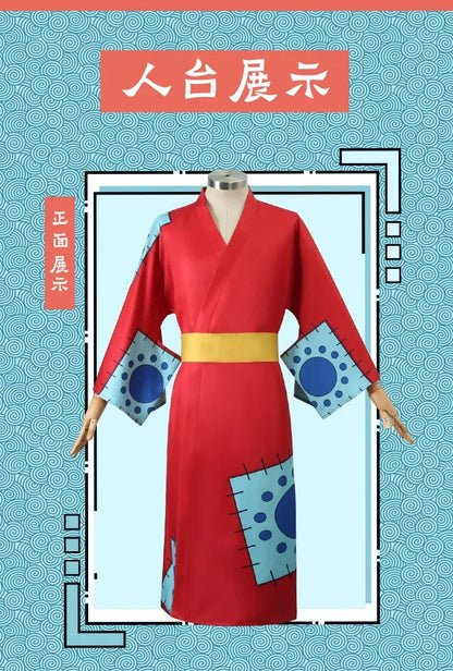 One Piece: Anime Luffy Cosplay Costume, Wano Country Monkey Cosplay Kimono pour hommes adultes chapeau cardigan rouge, olympiques Halloween