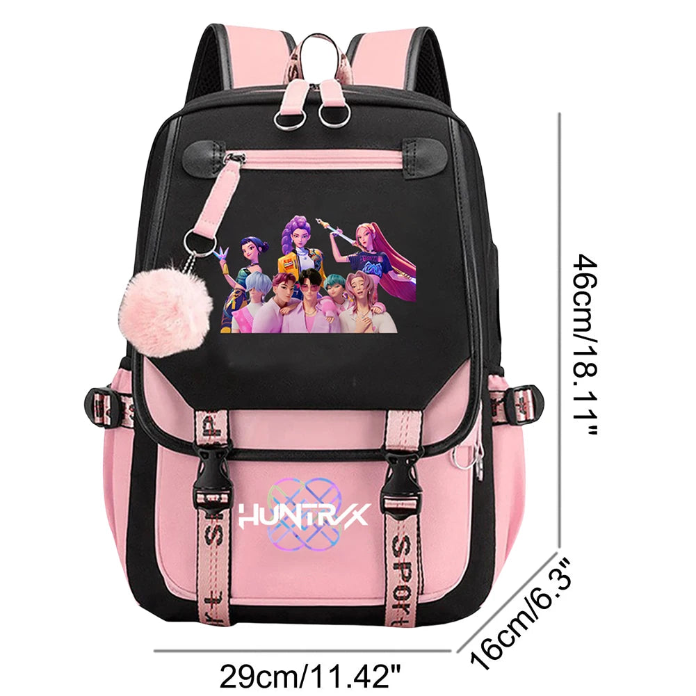 K-Pop Demon Hunters -  Bookbag Student Anime Kawaii School Bags USB Charging Backpack Teenagers Large Capacity Slayer Rucksack