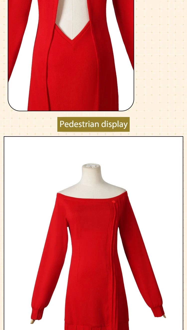 Spy x Family: Yor Forger Cosplay Long Red Knitting Sweater Costume Anime Spy family Women's Wear