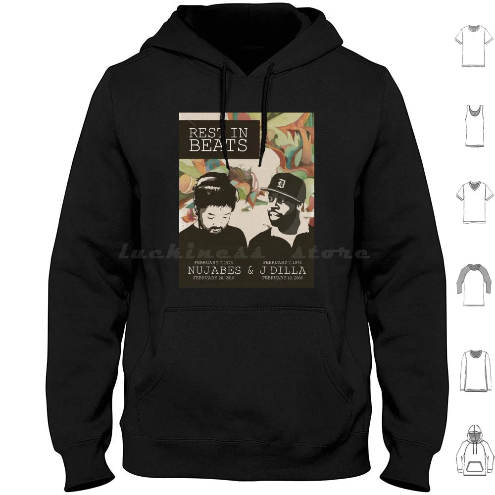 Samuari Champloo: Nujabes And J Dilla Hoodies Long Sleeve Nujabes Hip Hop Rap Japanese J Dilla Fat Jon Album Soundtrack Champloo Chill