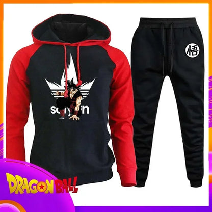 Dragon Ball Z - Hoodie+Pants Set Cartoon Goku Print Hooded Sweatshirt Long Sleeved Casual Sportswear Set Man Clothing Gift