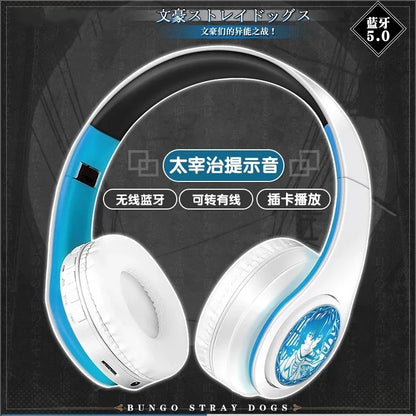Bungo Stray Dogs: HEADPHONES  game Dazai Osamu cosplay wireless Bluetooth headset Nakahara Chuya comfortable stereo foldable gaming headphone