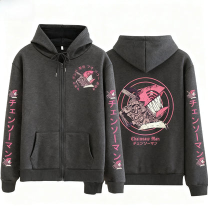 Chainsaw Man: Men's And Women's Zipper Coat Hoodie Sweater Long-sleeved Jacket Pochita Anime Spring And Autumn Top Winter