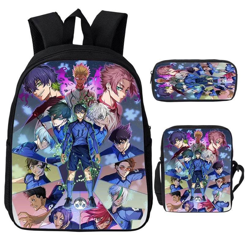 Blue Lock: Isagi Yoichi Backpack Shoulder Bag Pencil Case 3Pcs Set Waterproof Boys Girls Students School Bags Child Bookbag