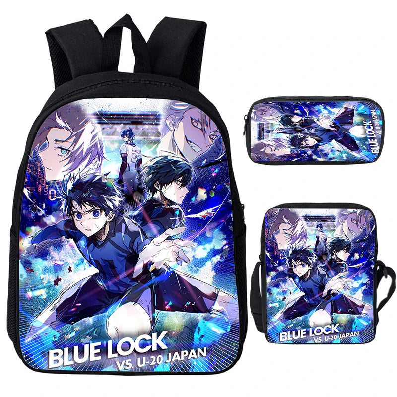 Blue Lock: Isagi Yoichi Backpack Shoulder Bag Pencil Case 3Pcs Set Waterproof Boys Girls Students School Bags Child Bookbag